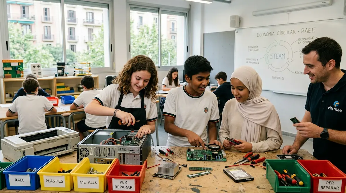 Más allá de las pantallas: cómo la reparación de RAEE fomenta la vocación STEAM en las escuelas catalanas